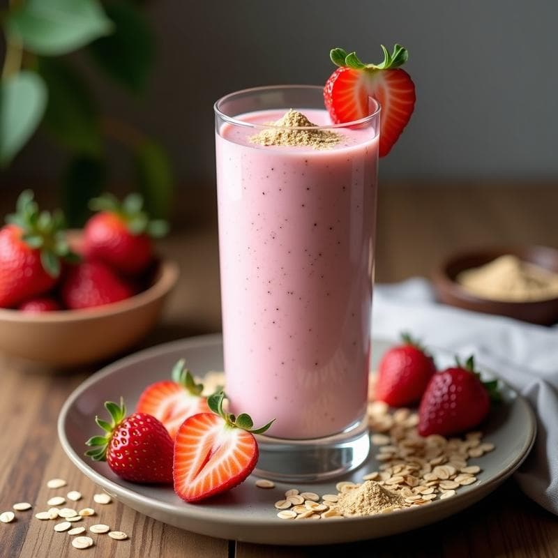 Batido de Avena con Polvo de Baobab y Fresas: Bebida Energética Africana Sin Café