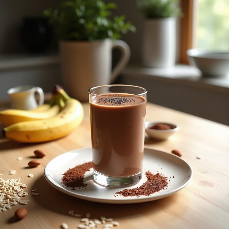 Batido de Avena y Cacao: Desayuno Vegano Alto en Energía y Sin Azúcar