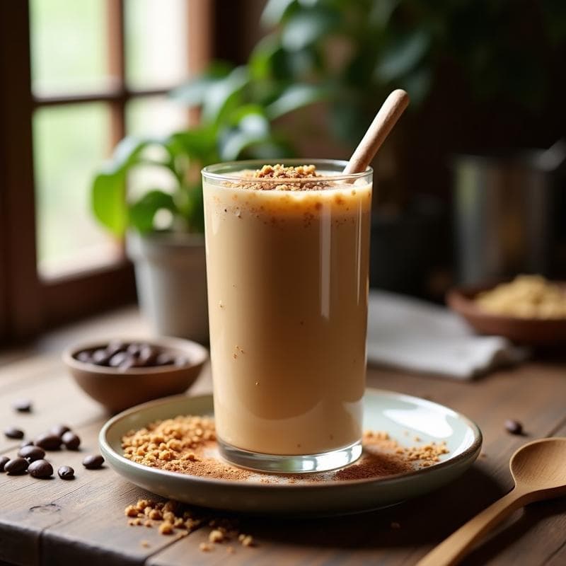 Batido de Avena Nocturna con Café y Especias de Cardamomo: Desayuno Energético Sin Lactosa
