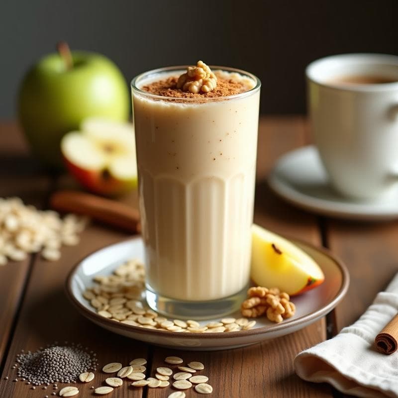 Batido de Avena, Canela y Manzana con Topping de Nueces: Bebida Energética para el Gimnasio
