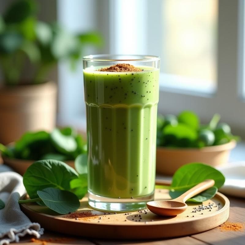 Batido de Avena y Espinacas con Canela: Bebida Verde Energética para el Desayuno