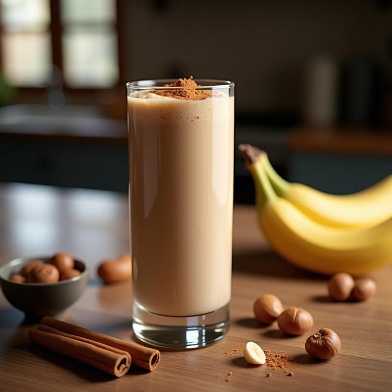 Batido de Banana y Avellanas con Canela: Bebida Italiana Post-Entreno Alta en Energía