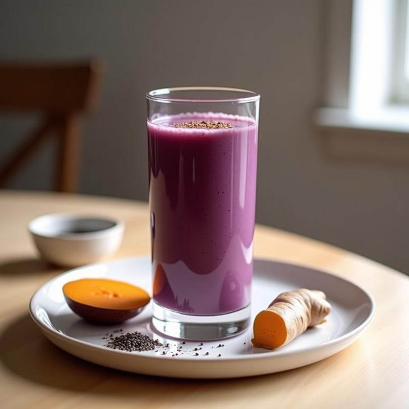 Batido de Batata Morada y Jengibre: Desayuno Antiinflamatorio y Energético