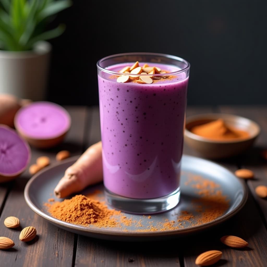 Batido de Boniato Morado y Almendras con Canela: Bebida Energética Pre-Entreno