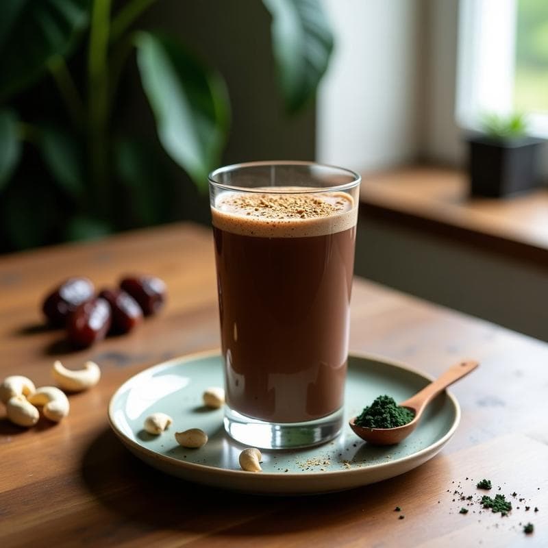 Batido de Cacao Puro y Algas Spirulina: Bebida Energética Vegana para el Gimnasio