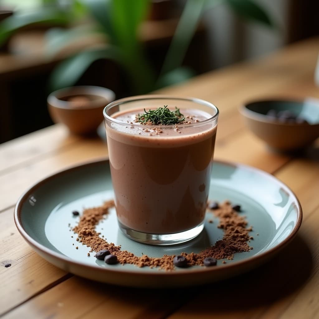 Batido de Cacao Crudo y Alga Nori con Topping de Coco: Bebida Energética y Mineralizante