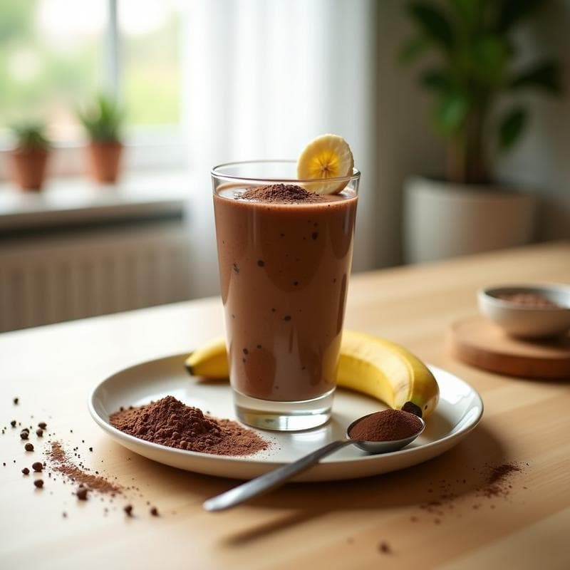Batido de Cacao Crudo y Banana con Proteína de Guisante: Desayuno Alta en Proteína