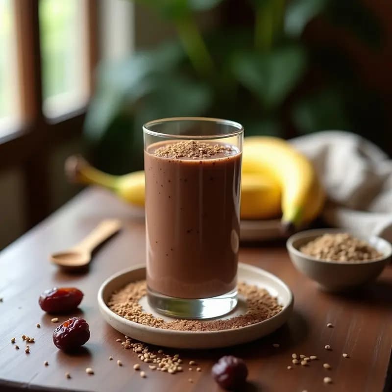 Batido de Cacao Crudo y Plátano con Semillas de Cáñamo: Desayuno Vegano Alta en Magnesio