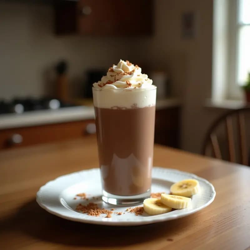 Batido de Cargo de Cacao y Plátano con Espuma de Coco: Bebida Vegana Alta en Proteína