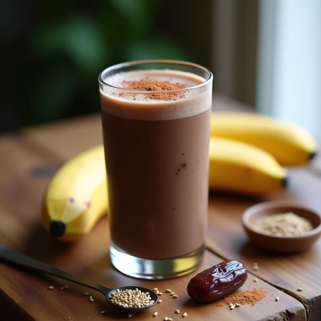 Batido de Cacao y Plátano con Semillas de Cáñamo: Bebida Proteica Sin Lactosa