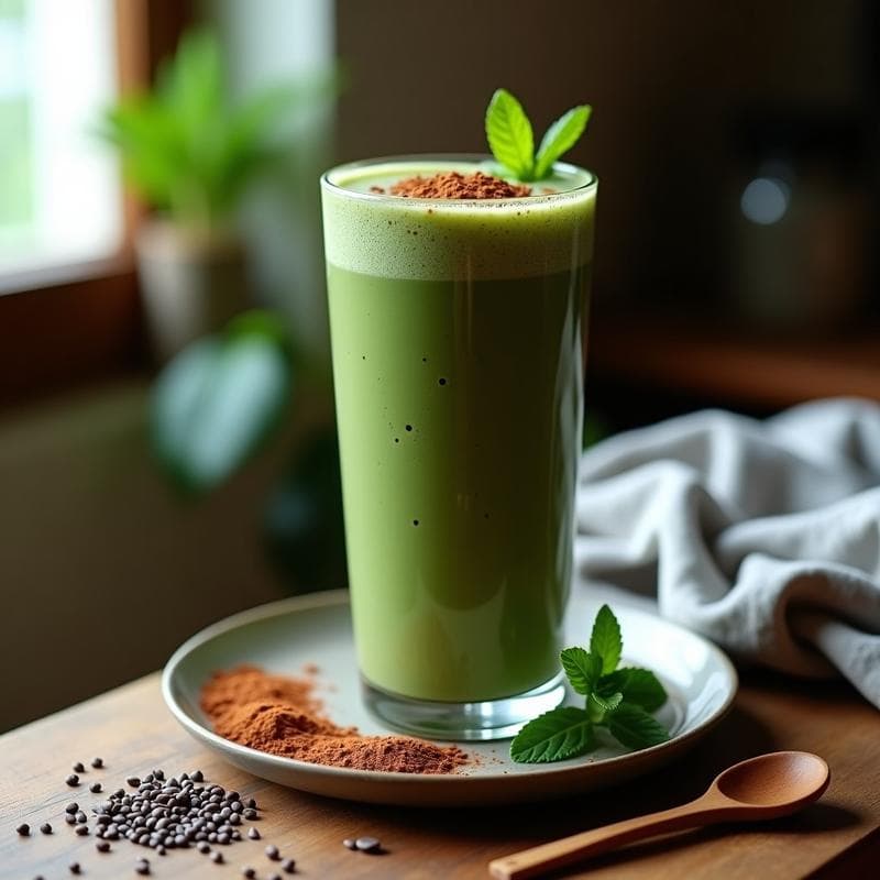 Batido de Cacao Puro y Alga Spirulina: Bebida Superalimento Energizante Sin Azúcar