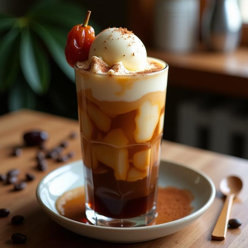 Batido de Café y Cardamomo con Helado de Vainilla Vegano: Bebida Caliente-Fría en 5 Minutos