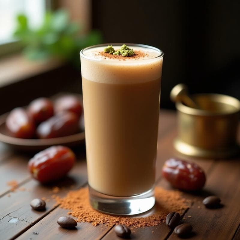 Batido de Café y Dátiles con Especias de Cardamomo: Bebida Energética Sin Azúcar