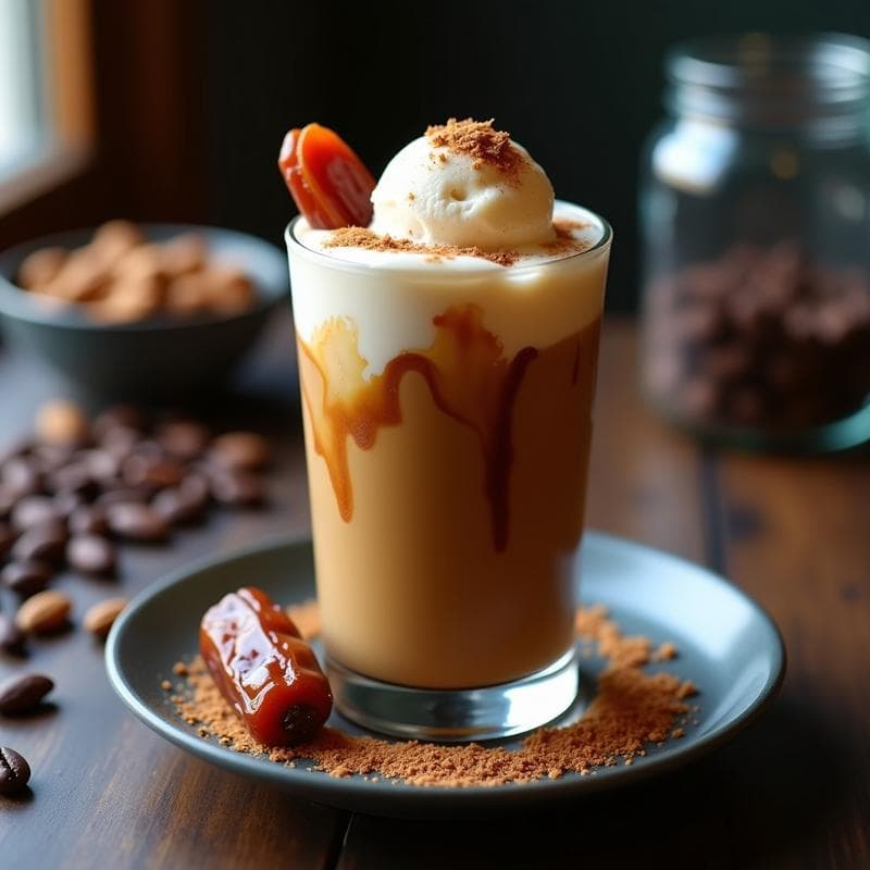 Batido de Café y Dátiles con Helado de Almendras: Bebida Energizante Sin Lactosa