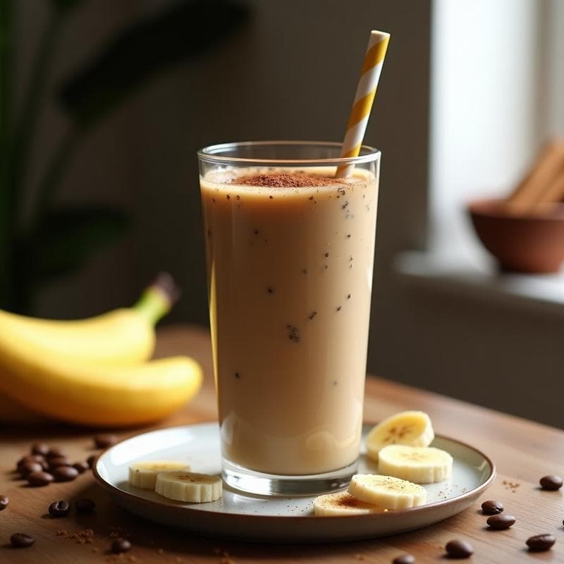 Batido de Café y Plátano Congelado: Bebida Energética Vegana Sin Azúcar