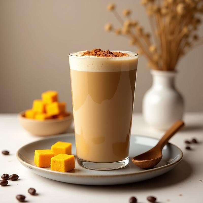 Batido de Café con Esencia de Vainilla y Hielo de Cúrcuma: Bebida Keto Antiinflamatoria