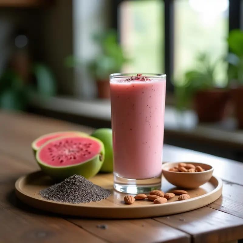 Batido de Camu Camu y Guayaba con Leche de Almendras: Bebida Amazónica Antioxidante en 5 Minutos