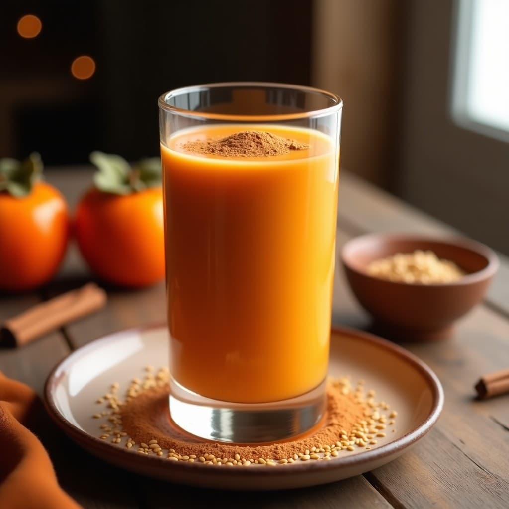 Batido de Caqui, Canela y Semillas de Lino: Bebida Otoñal Detox y Sin Azúcar