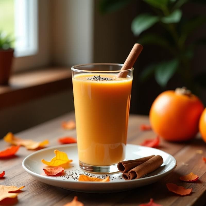 Batido de Caqui y Cardamomo con Leche de Almendras: Bebida Otoñal Antioxidante y Sin Lactosa
