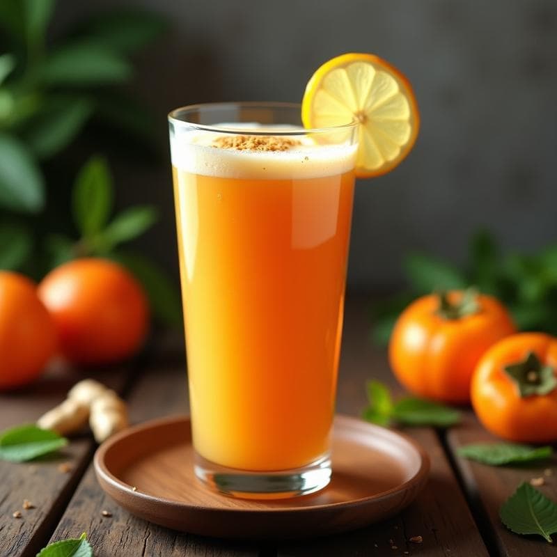 Batido de Caqui y Jengibre: Bebida Energética Alta en Vitamina C Sin Lácteos