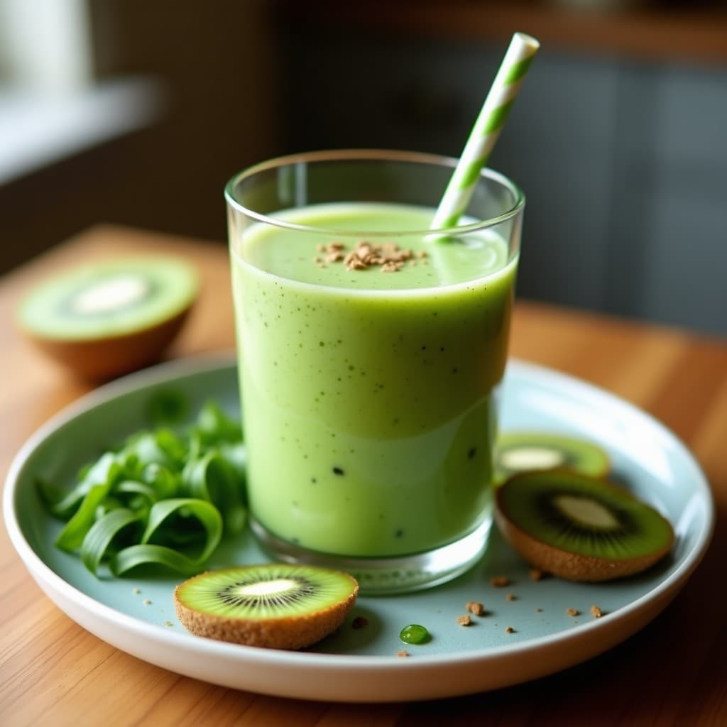 Batido de Alga Chlorella y Kiwi con Agua de Coco: Bebida Desintoxicante en 5 Minutos