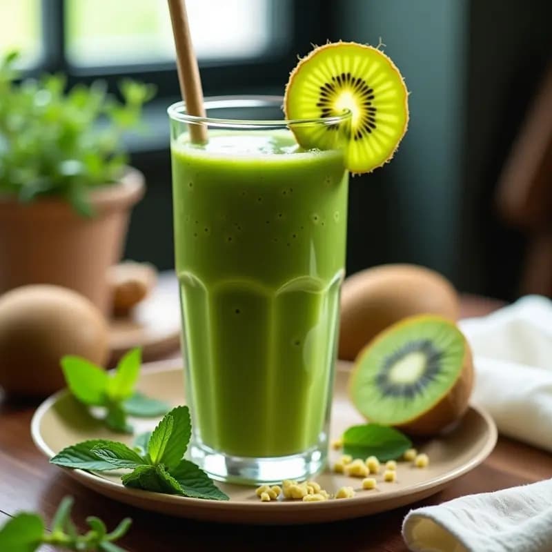 Batido de Alga Chlorella y Kiwi con Jengibre: Bebida Depurativa y Energética en Thermomix