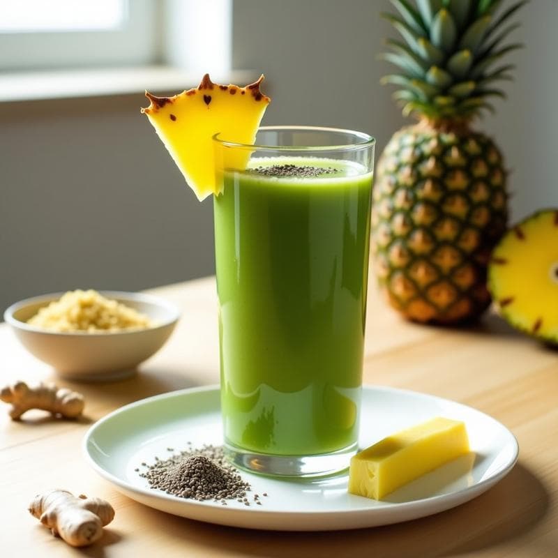 Batido de Alga Chlorella y Piña con Jengibre: Bebida Desintoxicante Vegana en 3 Minutos