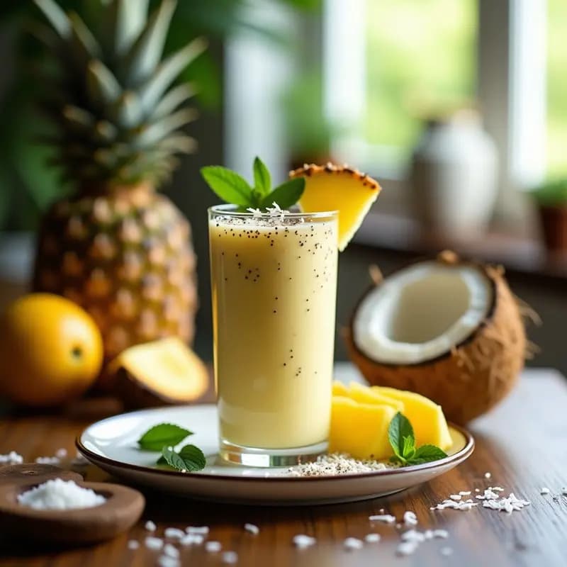 Bebida de Cocotero y Chía con Zumo de Piña: Batido Tropical Sin Lácteos para el Verano