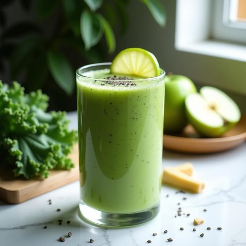 Batido de Col Rizada, Manzana Verde y Jengibre: Bebida Detox Keto en 5 Minutos