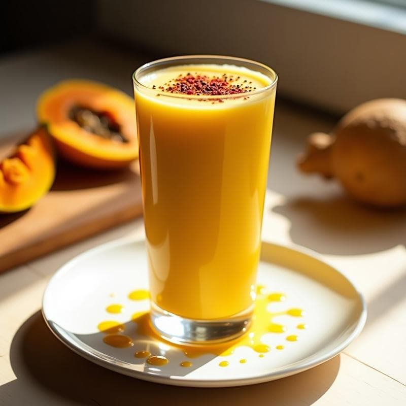 Batido de cucurma dorada con pimienta rosada y lechosa: Bebida antiinflamatoria
