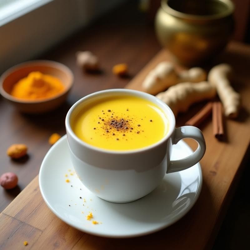 Batido de Cúrcuma y Jengibre con Leche de Camello: Golden Milk Antioxidante en 5 Minutos