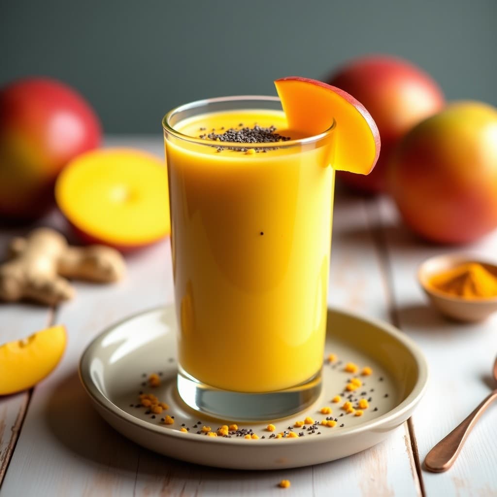 Batido de Cúrcuma y Mango con Chía: Bebida Antiinflamatoria y Alta en Fibra en 5 Minutos