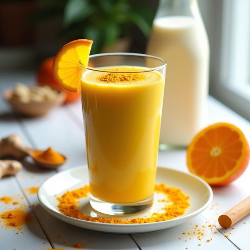 Batido de Cúrcuma y Naranja con Leche de Avena: Bebida Antinflamatoria y Energética