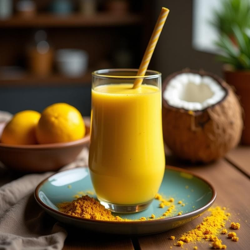 Batido de Cúrcuma y Pimienta Negra con Leche de Coco: Golden Milk en Polvo para Inmunidad
