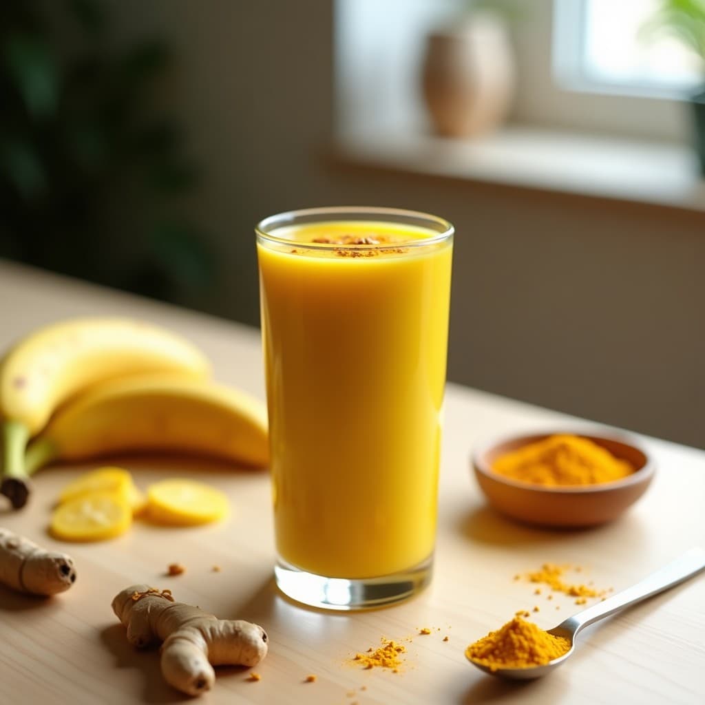 Batido de Cúrcuma y Plátano con Proteína de Guisante: Bebida Antiinflamatoria Vegana