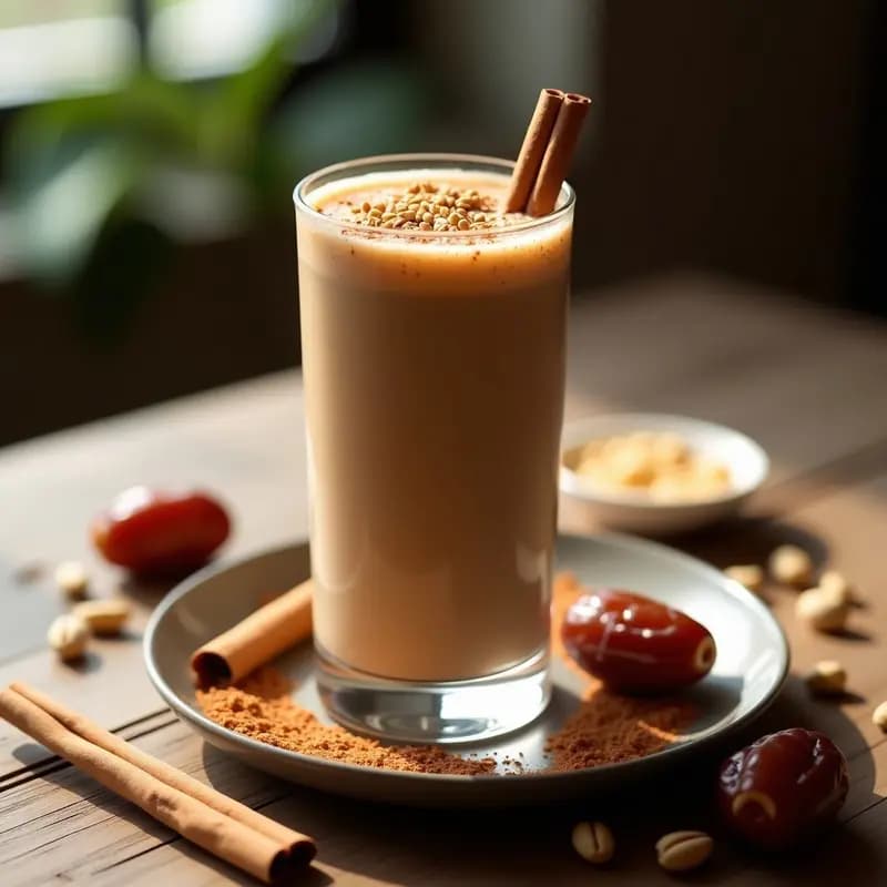 Batido de Dátiles y Cacahuetes con Canela: Bebida Energética Árabe Sin Lácteos