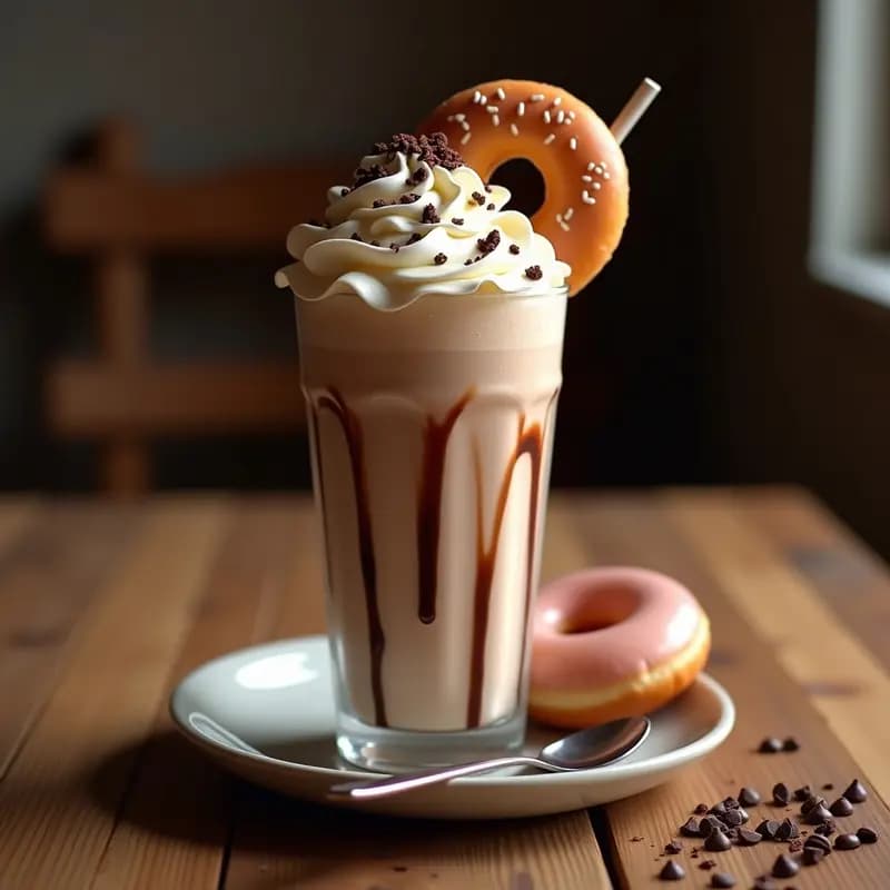 Batido de Donuts Glaseados: Receta con Helado de Vainilla y Sirope de Chocolate Caliente