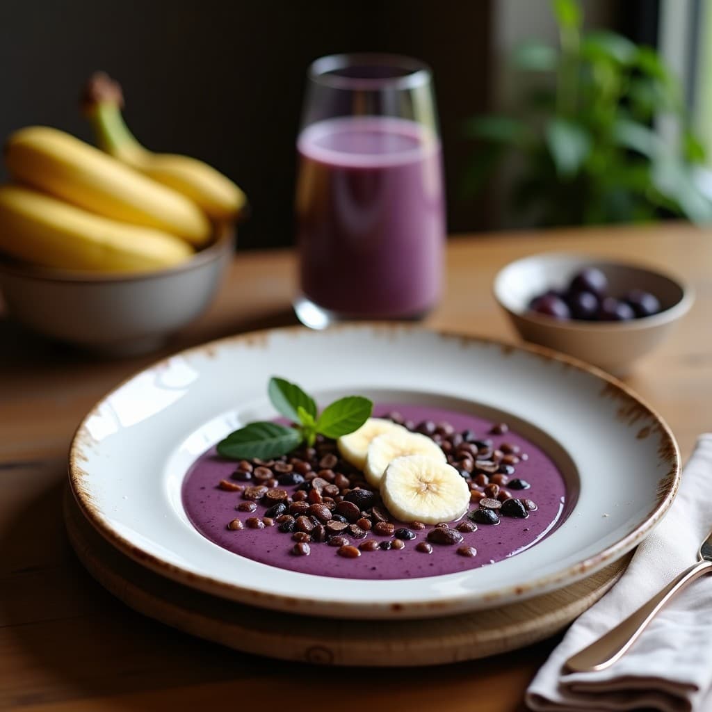 Batido de Espinaca Morada y Banana con Leche de Coco: Bebida Antioxidante en 5 Minutos