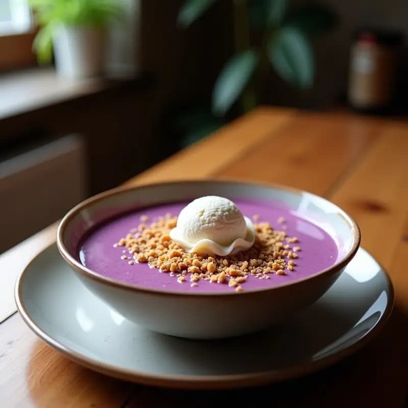 Batido de Espinaca Morada y Leche de Coco con Helado de Turrón: Smoothie Bowl Estético y Nutritivo