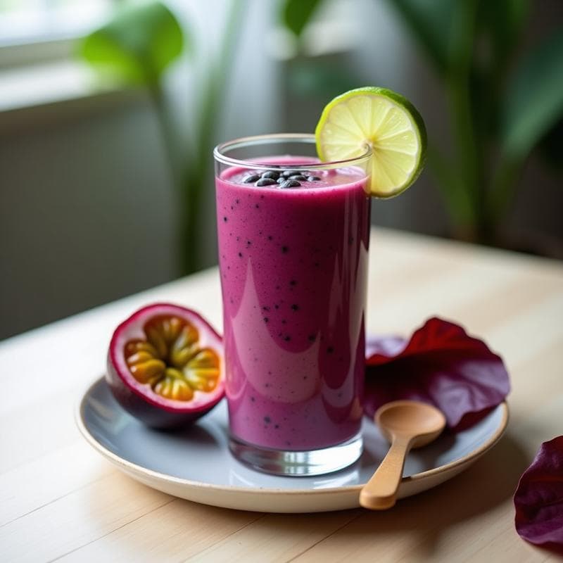 Batido de Espinaca Morada y Maracuyá: Smoothie antioxidante y alto en fibra