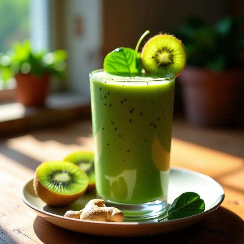 Batido de Espinacas, Kiwi y Jengibre: Bebida Detox Energizante Sin Azúcar