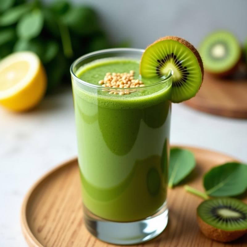 Batido de Espinacas, Kiwi y Semillas de Lino: Bebida Verde Energética en 5 Minutos