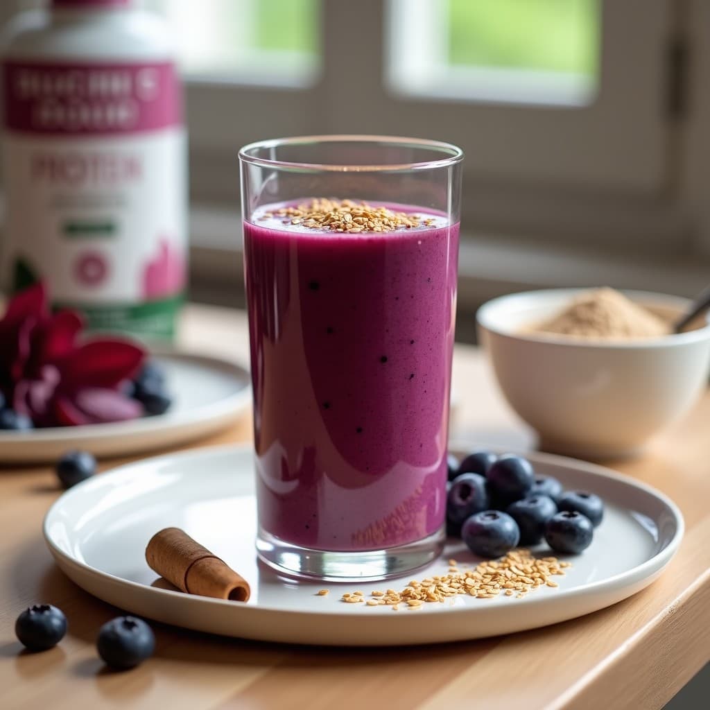Batido de Espinacas Moradas y Arándanos con Proteína de Guisante: Smoothie Detox y Energético