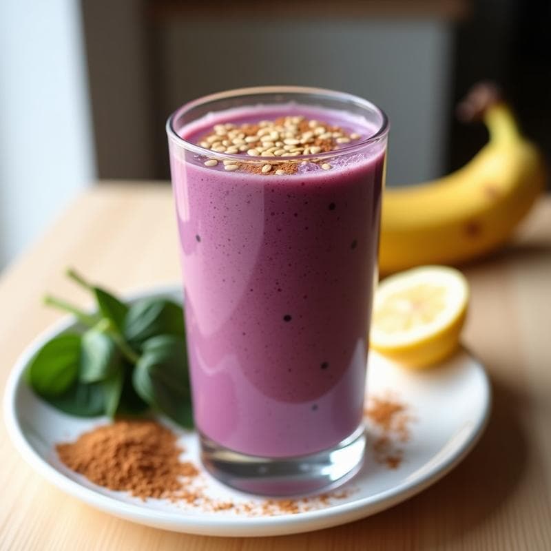Batido de Espinacas Moradas y Leche de Avena: Desayuno Detox y Alta en Antioxidantes en 5 Minutos
