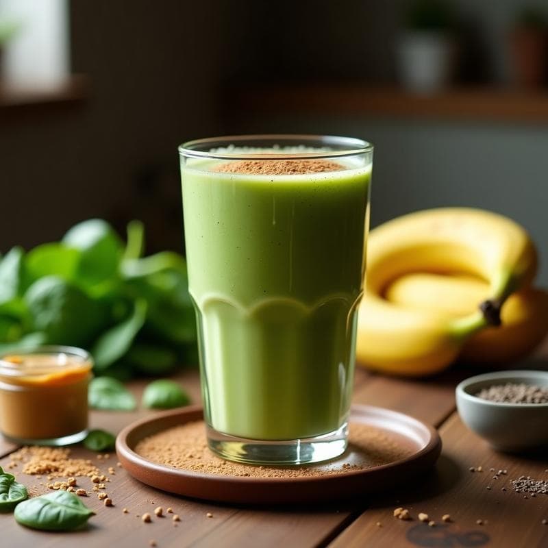 Batido de Espinacas, Plátano y Cacahuete: Bebida POST-ENTRENAMIENTO alta en proteínas