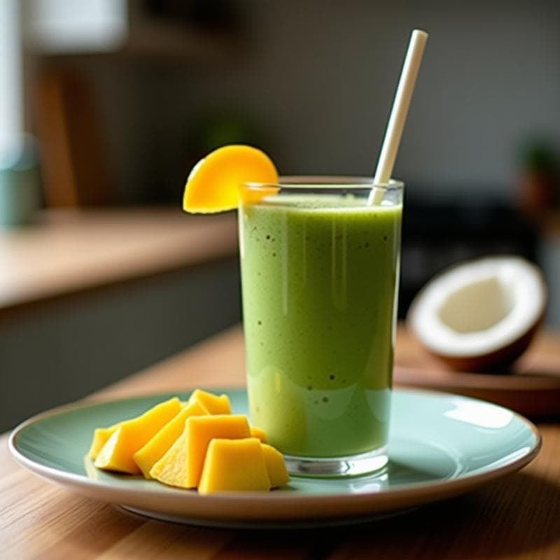 Batido de Espirulina y Coco con Mango: Bebida Detox y Alta en Hierro