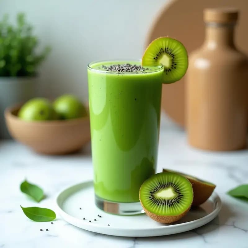 Batido Verde de Espirulina y Kiwi: Bebida Energética Keto para Deporte
