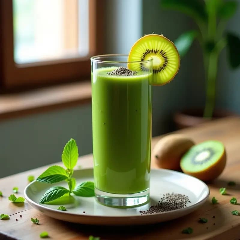 Batido de Algas Espirulina y Kiwi: Bebida Energética Brasilera Sin Lácteos