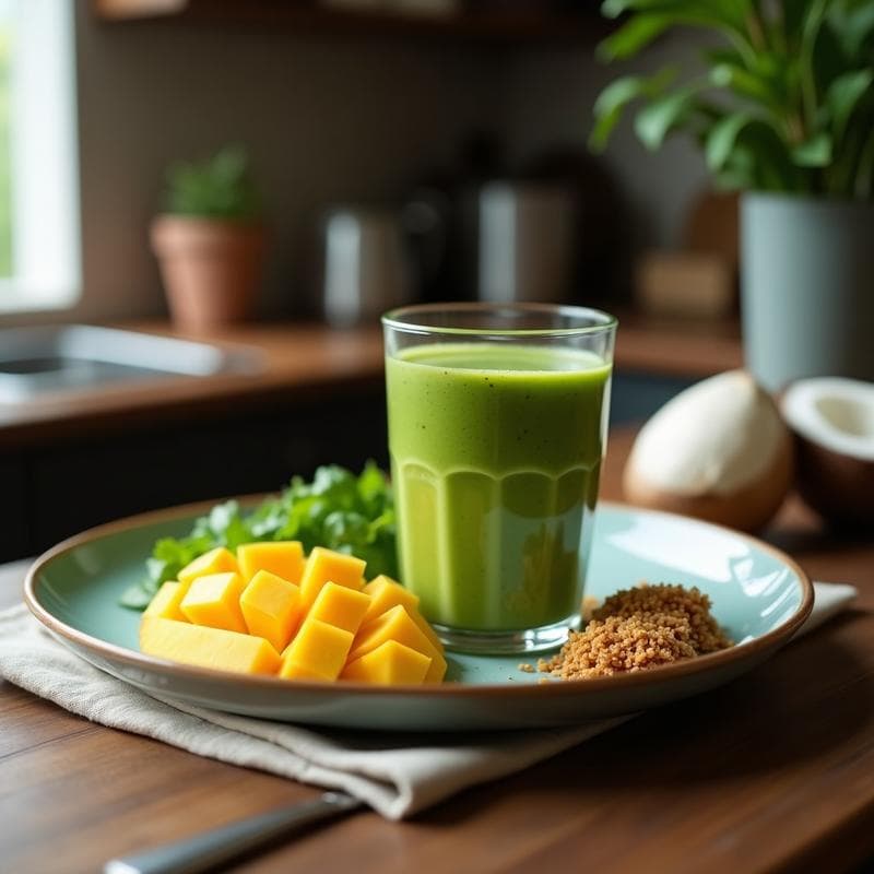 Batido de Espirulina Mango y Coco: Bebida Energética Vegana con Superalimentos