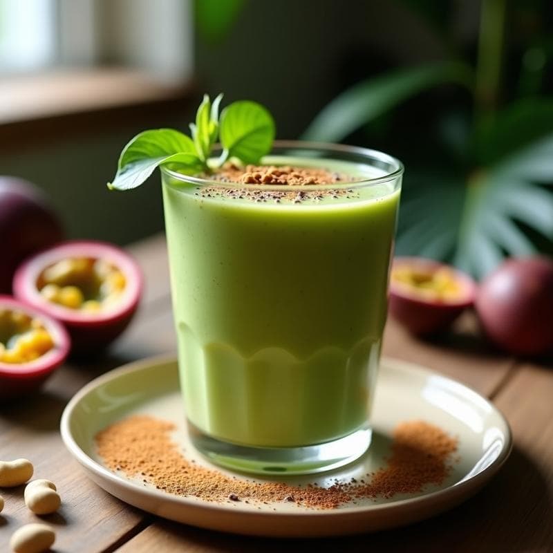 Batido de Alga Espirulina y Maracuyá con Leche de Anacardo: Bebida Superfood en 5 Minutos